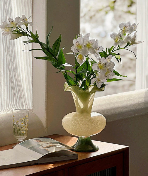 Bouquet Flower Vase, Vintage Glass Flower Vases, Water Holding Flower Vases, Glass Bud Vases, Handmade Flower Vases on Table-Art Painting Canvas