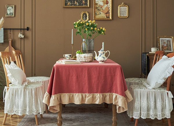 Square Tablecloth for Round Table, Red Modern Table Cloth, Ramie Tablecloth for Home Decoration, Extra Large Rectangle Tablecloth for Dining Room Table-Art Painting Canvas
