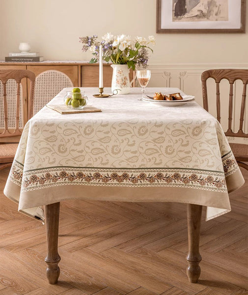 Kitchen Table Cover, Flower Tablecloth for Round Table, Elegant Table Cover for Dining Room Table, Modern Rectangle Tablecloth for Oval Table-Art Painting Canvas