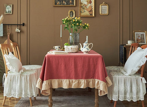 Red Modern Table Cloth, Ramie Tablecloth for Home Decoration, Square Tablecloth for Round Table, Extra Large Rectangle Tablecloth for Dining Room Table-Art Painting Canvas