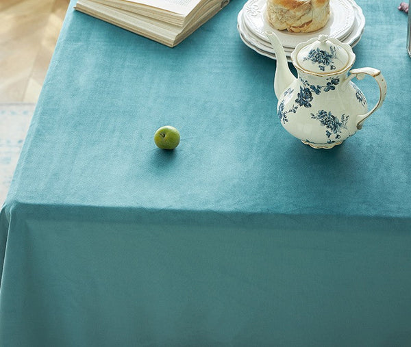 Ramie Velvet Rectangle Tablecloth for Home Decoration, Blue Square Tablecloth for Round Table, Modern Blue Table Cloth for Dining Room Table-Art Painting Canvas