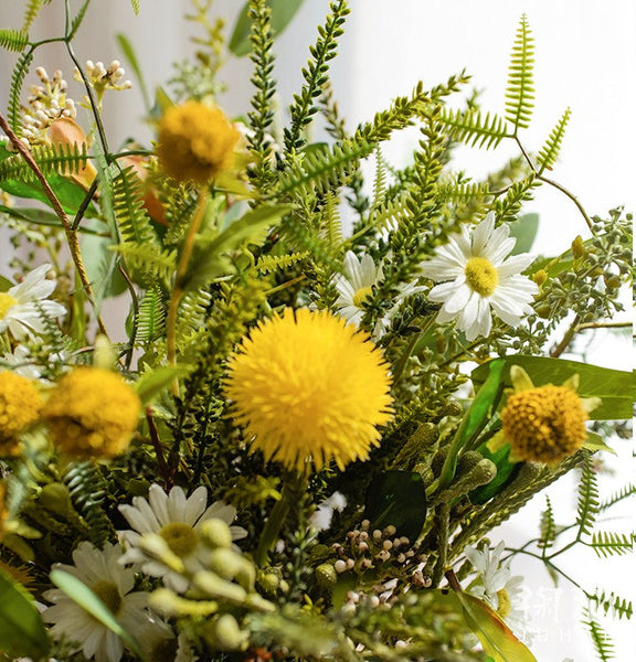 Beautiful Modern Artificial Flowers for Dining Room Table, Dandelion, Wheat Branch, Eucalyptus Globulus, Unique Flower Arrangement for Home Decoration-Art Painting Canvas
