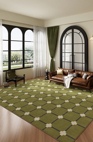 Minimalist Geometric Rugs for Living Room, Green Absract Rugs for Bedroom, Living Room Contemporary Modern Rugs, Mid Century Modern Rugs-Art Painting Canvas