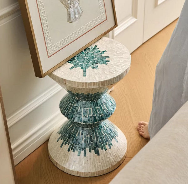 Bedside Small Side Table, Modern Side Table, Shell Small Sofa Side Table, Contemporary Bedside Table, Small End Table, Portable Casual Side Table, Creative Coffee Table, Contemporary Side Table-Art Painting Canvas