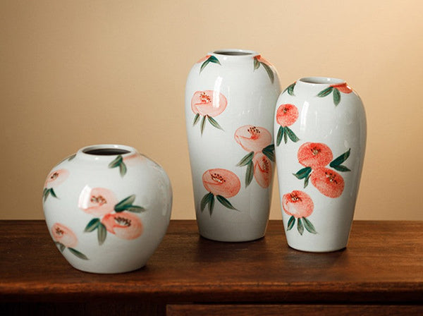 Porcelain Flower Vases, Handmade Water Holding Flower Vases, Modern Flower Vase Centerpiece on Table, Ceramic Bouquet Vases-Art Painting Canvas