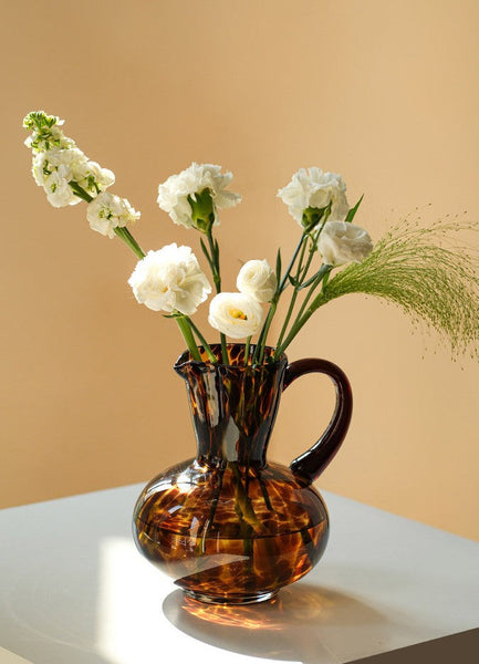 Mid Century Glass Vases, Centerpiece Contemporary Vases on Table, Handmade Modern Vases for Bedroom, Decorative Glass Vase, Modern Glass Vase for Flowers-Art Painting Canvas