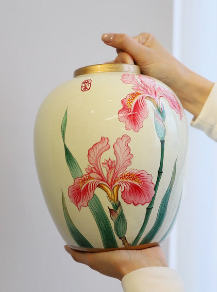 Centerpiece Ceramic Bouquet Vases, Handmade Modern Flower Vase, Large Flower Vases on Dining Table, Porcelain Flower Vases-Art Painting Canvas