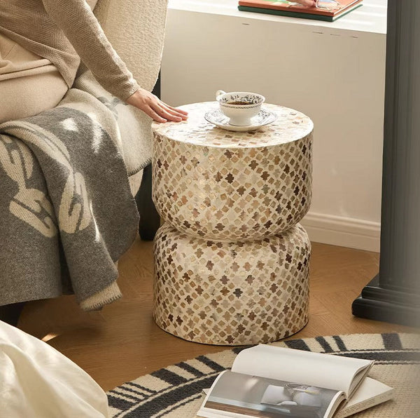 Elegant Small End Table, Modern Side Table, Contemporary Bedside Table, Bedside Small Side Table, Creative Coffee Table, Contemporary Side Table, Portable Casual Side Table, Shell Small Sofa Side Table-Art Painting Canvas