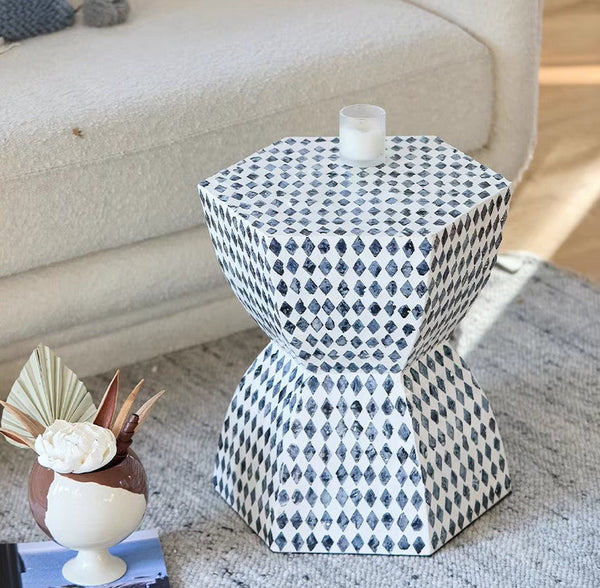 Small End Table, Modern Side Table, Bedside Small Side Table, Contemporary Bedside Table, Shell Small Sofa Side Table, Portable Casual Side Table, Creative Coffee Table, Contemporary Side Table-Art Painting Canvas