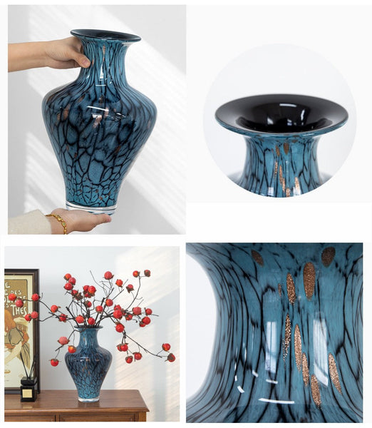 Handmade Liuli Vases, Centerpiece Vases on Table, Colored Glaze Vase for Modern Home Decor, Glass Bud Vases, Bouquet Flower Vase-Art Painting Canvas