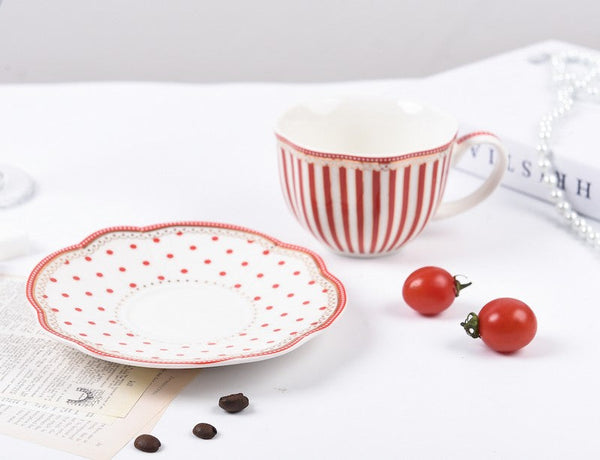 Elegant Modern Ceramic Coffee Cups, Creative Porcelain Tea Cup Saucer Set, Unique Porcelain Cup and Saucer, Afternoon British Tea Cups-Art Painting Canvas