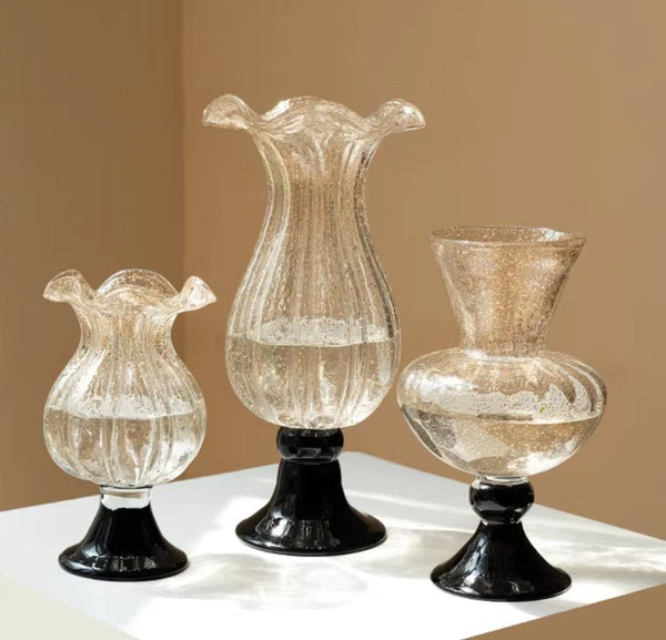 Mid Century Vases for Flowers, Contemporary Glass Vases, Handmade Modern Vases for Living Room, Unique Decorative Glass Vase, Centerpiece Vases on Table-Art Painting Canvas