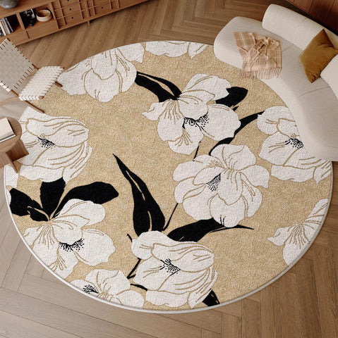 Bedroom Abstract Modern Area Rugs, Circular Modern Rugs under Chairs, Geometric Round Rugs for Dining Room, Contemporary Modern Rug for Living Room-Art Painting Canvas