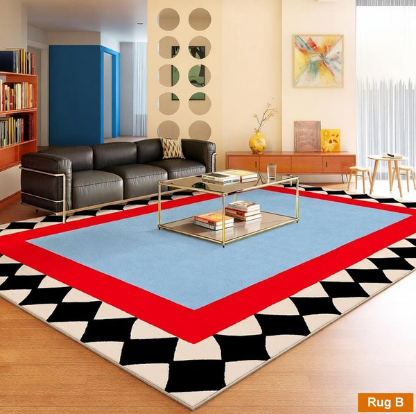Colorful Modern Rugs for Bedroom, Contemporary Modern Rugs for Living Room, Geometric Modern Rugs, Modern Carpets under Coffee Table-Art Painting Canvas