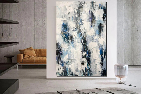 Modern Paintings Behind Sofa, Abstract Paintings for Dining Room, Buy Paintings Online, Palette Knife Canvas Art, Impasto Wall Art-Art Painting Canvas