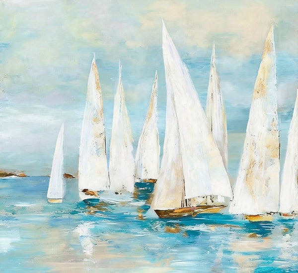 Small Acrylic Painting on Canvas, Original Abstract Paintings, Abstract Sail Boats Painting, Small Canvas Artwork, Hand Painted Canvas Art, Buy Small Paintings Online-Art Painting Canvas