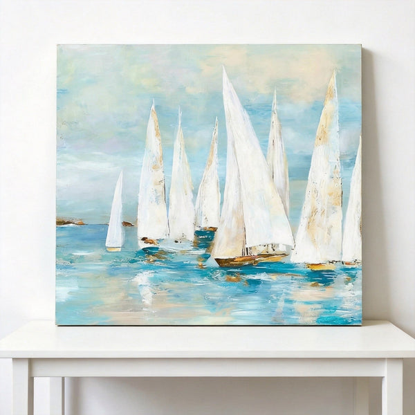 Small Acrylic Painting on Canvas, Original Abstract Paintings, Abstract Sail Boats Painting, Small Canvas Artwork, Hand Painted Canvas Art, Buy Small Paintings Online-Art Painting Canvas