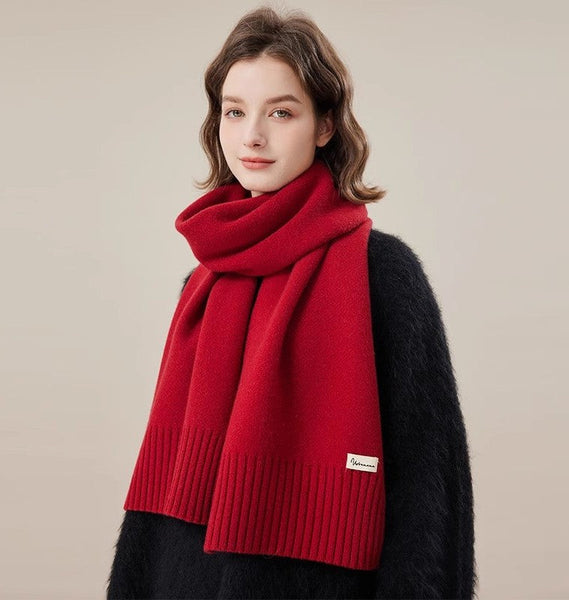 Fashion Designer Scarf, Cold Weather Scarf, Casual Scarf for Women, Red Winter Scarf, Modern Wool Scarf for Women, Soft Cashmere Scarf for Women-Art Painting Canvas