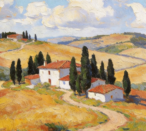 Small Canvas Artwork,Tuscan Hills Under Sunlit Clouds, Buy Small Artwork Online, Hand Painted Canvas Art, Original Landscape Paintings-Art Painting Canvas
