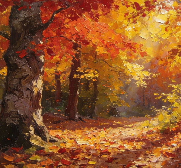 Small Wall Paintings, Autumn Woods, A Luminous Forest Landscape, Small Oil Paintings on Canvas, Original Artwork Small Paintings, Hand Painted Canvas Art, Heavy Texture Oil Paintings-Art Painting Canvas