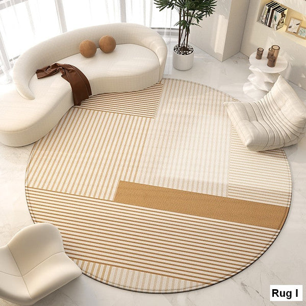 Bedroom Modern Round Rugs, Circular Modern Rugs under Chairs, Dining Room Contemporary Round Rugs, Geometric Modern Rug Ideas for Living Room-Art Painting Canvas