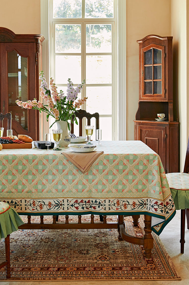 Rectangle Tablecloth for Dining Room Table, British Mid Century Fiberflax Tablecloth, Square Tablecloth for Coffee Table, Farmhouse Table Cloth, Wedding Tablecloth, Waterproof Tablecloth-Art Painting Canvas