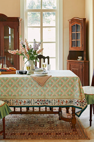 Rectangle Tablecloth for Dining Room Table, British Mid Century Fiberflax Tablecloth, Square Tablecloth for Coffee Table, Farmhouse Table Cloth, Wedding Tablecloth, Waterproof Tablecloth-Art Painting Canvas