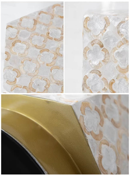 Portable Casual Side Table, Creative Coffee Table, Contemporary Small Sofa Side Table, Shell Small Side Table, Unique Small End Table-Art Painting Canvas