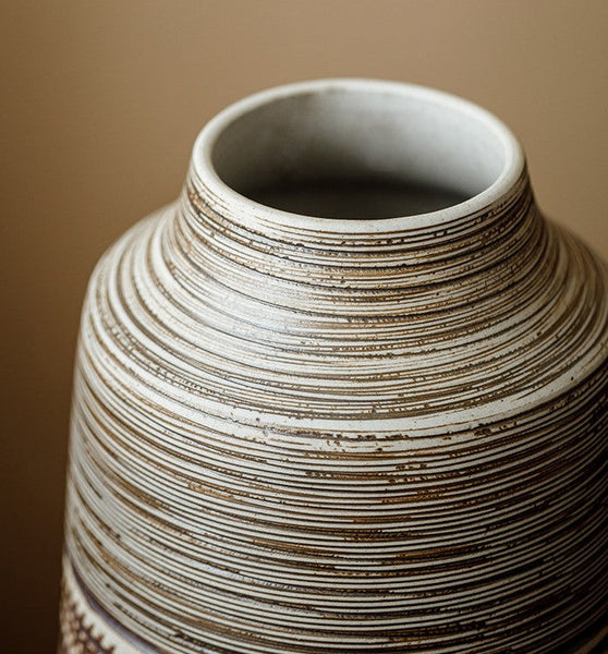 Modern Bouquet Flower Vases, Centerpiece on Dining Table, Handmade Pottery Flower Vases Urn, Water Holding Flower Vases, Large Flower Vase on Table-Art Painting Canvas