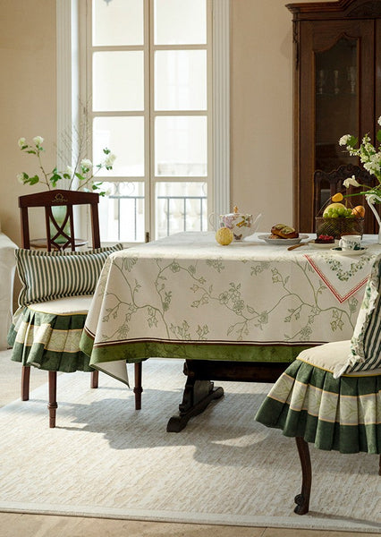 Spring Green Flower Table Covers, Large Modern Rectangle Tablecloth for Dining Table for Round Table, Farmhouse Table Cloth for Oval Table, Square Tablecloth for Kitchen-Art Painting Canvas