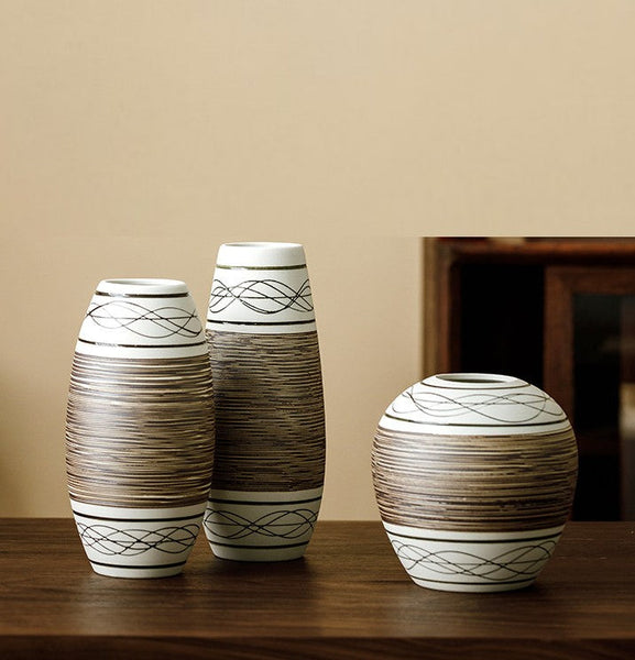 Large Flower Vase on Table, Modern Bouquet Flower Vases, Centerpiece on Dining Table, Handmade Pottery Flower Vases Urn, Water Holding Flower Vases-Art Painting Canvas