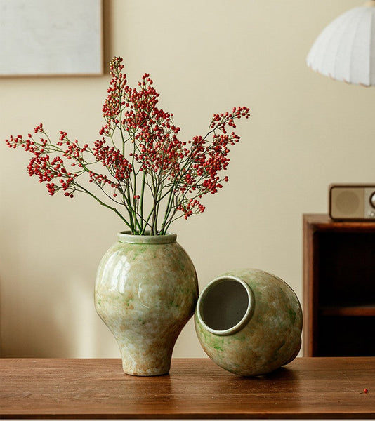 Flower Vases on Table, Centerpiece Ceramic Bud Vases, Porcelain Flower Vases, Handmade Water Holding Flower Vase-Art Painting Canvas