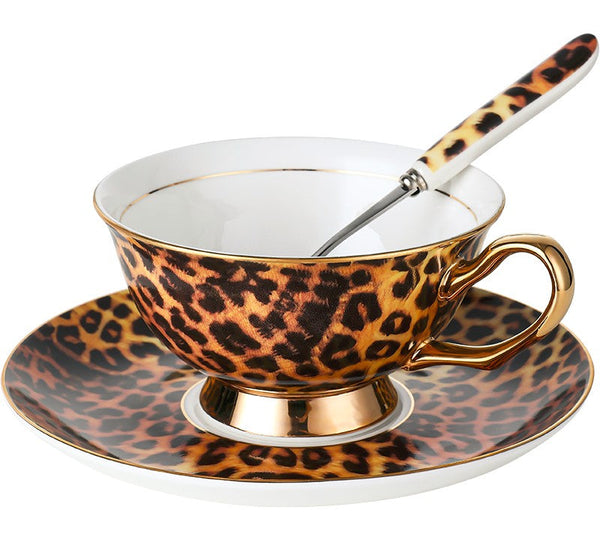Modern Ceramic Cups, 7.8 oz Porcelain Tea Cup Saucer Set, Elegant Ceramic Coffee Cups, Unique Tea Cup and Saucer in Gift Box-Art Painting Canvas