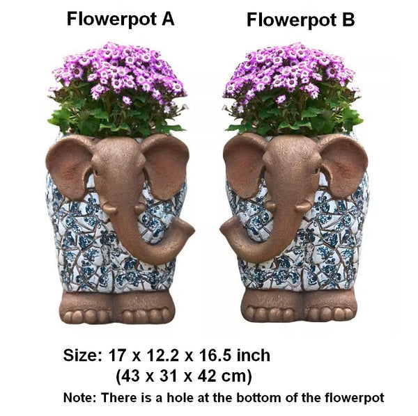 Unique Garden Flowerpot, Large Elephant Flowerpot, Resin Statue for Garden, Modern Animal Statue for Garden Ornaments, Villa Outdoor Decor Gardening Ideas-Art Painting Canvas