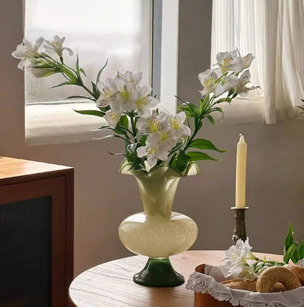 Bouquet Flower Vase, Vintage Glass Flower Vases, Water Holding Flower Vases, Glass Bud Vases, Handmade Flower Vases on Table-Art Painting Canvas