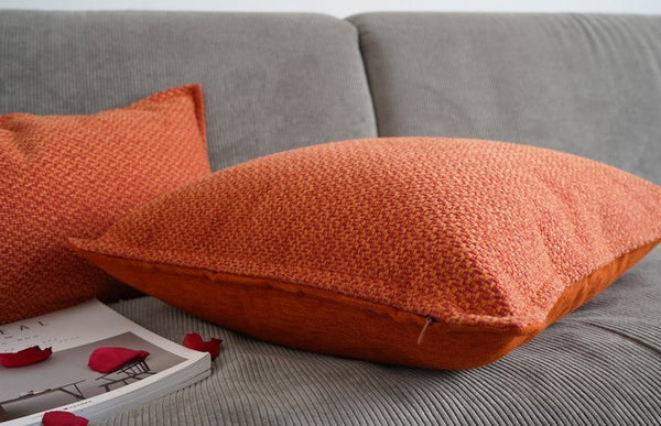 Orange Square Modern Throw Pillows for Couch, Large Contemporary Modern Sofa Pillows, Simple Decorative Throw Pillows, Large Throw Pillow for Interior Design-Art Painting Canvas