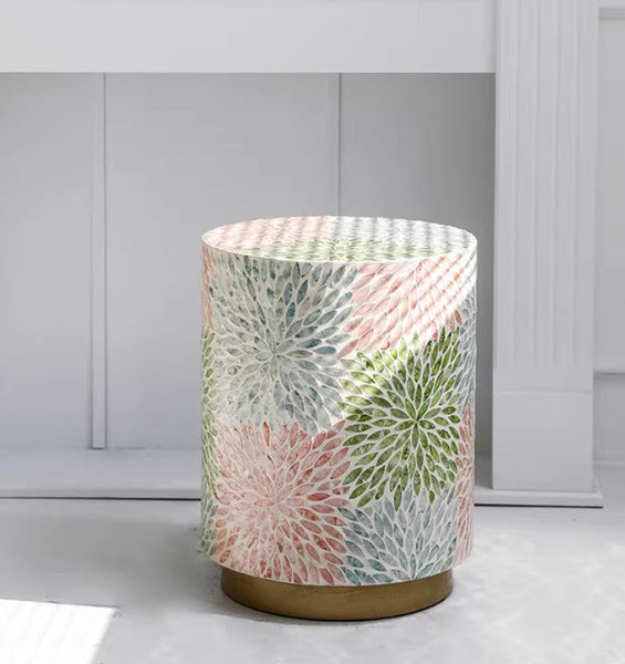 Unique Small End Table, Contemporary Small Sofa Side Table, Portable Casual Side Table, Creative Coffee Table, Shell Small Side Table-Art Painting Canvas