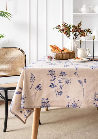 Dining Room Flower Table Cloths, Large Rectangular Table Covers for Kitchen, Farmhouse Table Cloth, Wedding Tablecloth, Square Tablecloth for Oval Table-Art Painting Canvas