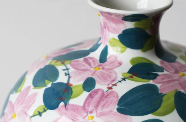 Centerpiece Ceramic Bouquet Vases, Contemporary Vases on Dining Table, Unique Handmade Modern Flower Vase, Large Porcelain Vases for Modern Home Decor-Art Painting Canvas