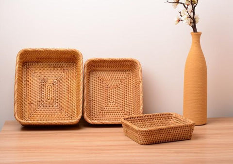 Woven Rectangular Storage Basket, Lovely Rattan Storage Basket, Storage Baskets for Kitchen-Art Painting Canvas