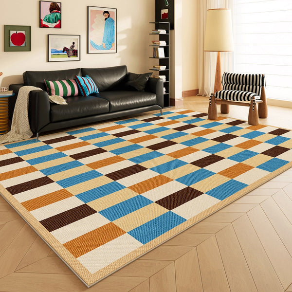 Mid Century Modern Rugs, Modern Living Room Rug Ideas, Geometric Contemporary Area Rugs, Colorful Modern Rugs for Bedroom-Art Painting Canvas