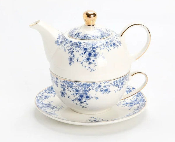 Mother and Baby Teapot with Matching Saucer British Style Porcelain Teapot with Matching Cup and Saucer in Gift Box, Ceramic Tea Pot with Integrated Cup, Stackable Teapot and Cup Set-Art Painting Canvas
