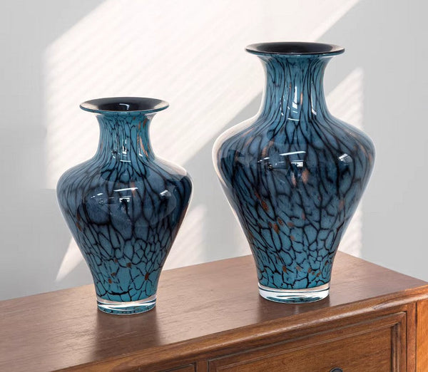 Handmade Liuli Vases, Centerpiece Vases on Table, Colored Glaze Vase for Modern Home Decor, Glass Bud Vases, Bouquet Flower Vase-Art Painting Canvas