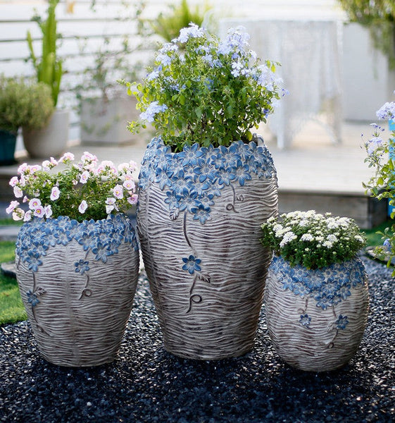 Modern Outdoor Garden Flower Pots, Extra Large Garden Flower Planters, Oversized Garden Flower Pot, Garden Ornaments, Large Resin Gardern Flower Planter-Art Painting Canvas