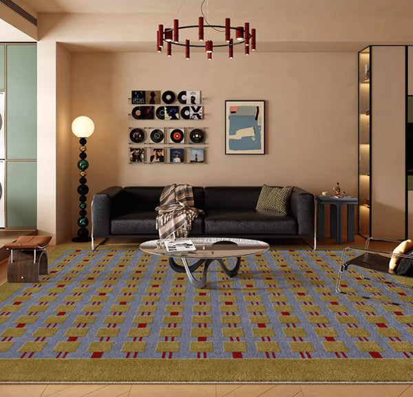 Mid Century Modern Rugs for Living Room, Vintage Area Rugs for Bedroom, Large Contemporary Area Rugs for Dining Room-Art Painting Canvas