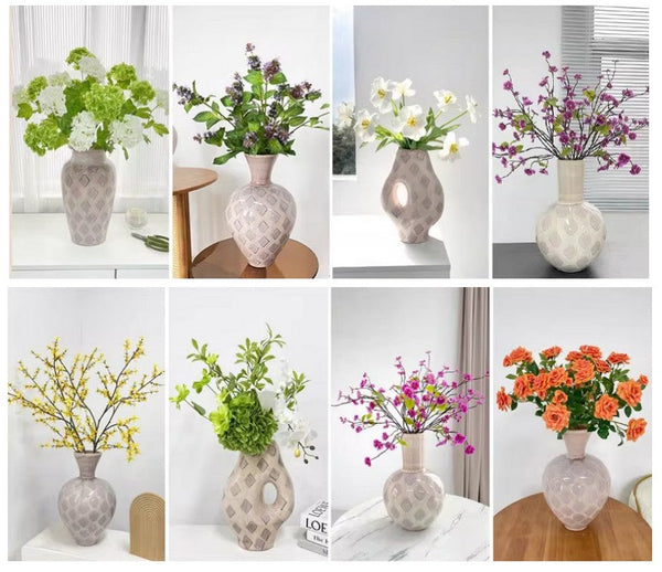 Porcelain Flower Vases, Flower Vases on Table, Contemporary Vases for Modern Home Decor, Ceramic Bouquet Vases, Dining Table Centerpiece-Art Painting Canvas