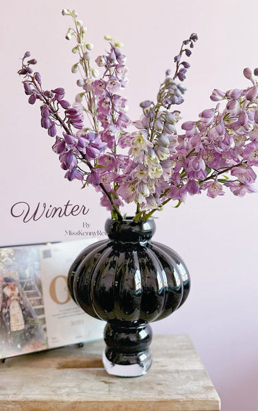 Unique Contemporary Vases for Modern Home Decor, Black Glass Bud Vases, Handmade Liuli Vases, Centerpiece Vases on Table, Black Glaze Vase-Art Painting Canvas