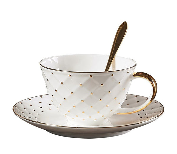 Elegant Ceramic Tea Cups, 6.8 oz Tea Cup and Saucer in Gift Box as Birthday Gift, Beautiful British Tea Cups, Creative Porcelain Tea Cup Set-Art Painting Canvas