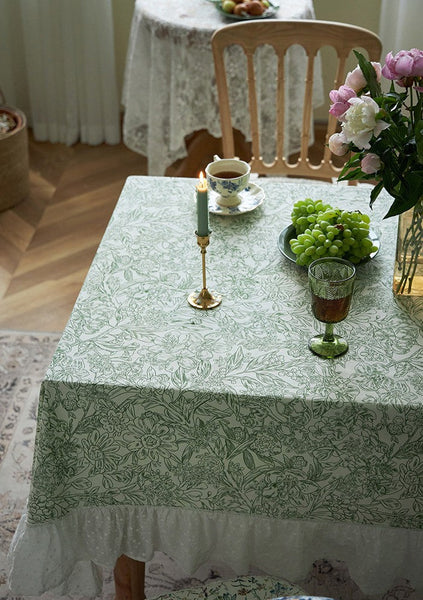 Natural Spring Farmhouse Table Cloth, Extra Large Rectangle Tablecloth for Dining Room Table, Flower Pattern Cotton Tablecloth, Square Tablecloth for Round Table-Art Painting Canvas