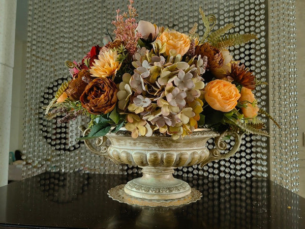Peony Faux Silk Floral Bouquet Table Centerpiece, Large Bunch of Autumn Flowers Arrangement Interior Design, Modern Artificial Floral Arrangement for Bedroom-Art Painting Canvas